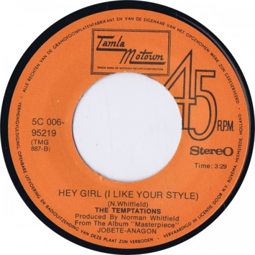 TEMPTATIONS I Need You / Hey Girl (Tamla Motown 5C 006-95219
