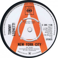 TOMMY LEONETTI New York City / Deepest Part Of Me (CBS 1126) UK 1973 cs Demo 45