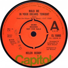 HELEN REDDY Hold Me In Your Dreams Tonight (Capitol CL 15893) UK 1976 Demo 45