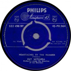 GUY MITCHELL Heartaches By The Number / Two (Philips 322496) UK 1959 45
