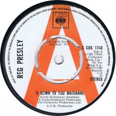 REG PRESLEY 's Down To You Marianne / Hey Little Girl (CBS 1749) UK 1973 cs Demo 45 (Troggs)