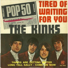 KINKS Tired Of Waiting For You / Things Are Getting Better / Long Tall Sally / Come On Now (Pye 24132) France 1965 PS EP