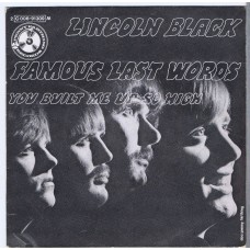 LINCOLN BLACK Famous Last Words / You Built Me Up So High (Penny Farthing 2C 006-91309) France 1970 PS 45