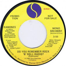 RAMONES Do You Remember Rock'n'Roll Radio? / mono / stereo (Sire SRE 49261) USA 1980 promo only 45