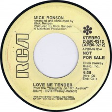 MICK RONSON Love Me Tender / Only After Dark (RCA DJBO-0212) USA 1974 PROMO 45