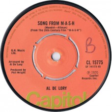 AL DE LORY Song From M-A-S-H / Feeling Of Love (Capitol CL 15775) UK 1974 45