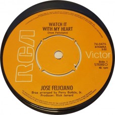 JOSE FELICIANO Watch It With My Heart / I Only Want To Say (Gethsemane) (RCA Victor ‎74-0476) Holland 1971 45