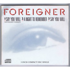 FOREIGNER Say You Will / A Night To Remember / Say You Will (Atlantic 786 629-2) Germany 1987 3" single CD with Adaptor