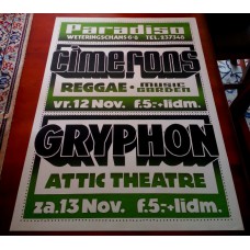 CIMERONS / GRYPHON - Paradiso Amsterdam Nov.-12/13-1976 original concert poster (61x43cm) screenprint