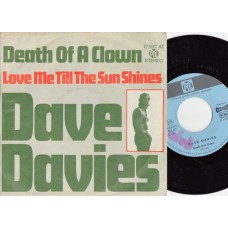DAVE DAVIES Death Of A Clown (PYE) Germany 1967 PS 45 Kinks 
