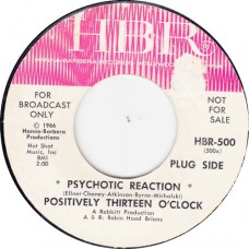 POSITIVELY THIRTEEN O'CLOCK Psychotic Reaction / 13 O'Clock Theme For Psychotics (HBR 500) USA 1966 promo 45 (Mouse and The Traps)