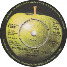 JOHN LENNON Whatever Gets You Thru The Night (Apple 5998) UK 1974 cs 45