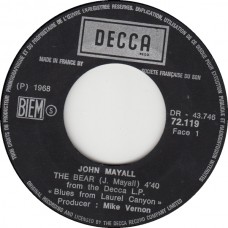 JOHN MAYALL The Bear / 2401 (Decca 72119) French 1968 cs 45
