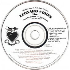 LEONARD COHEN Live! Complex 1993 (Columbia Radio Hour) USA Promo CD