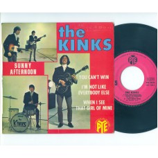 KINKS Sunny Sunny Afternoon / You Can't Win / I'm Not Like Everybody Else / When I See That Girl Of Mine (PYE 24173) France 1966 PS EP